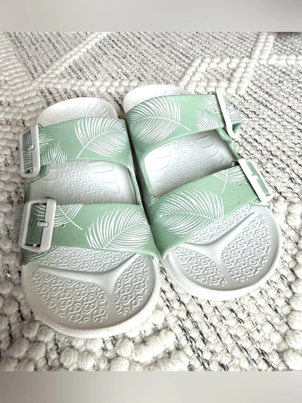 Gdefy UpBov Ortho Slide Sandals Green Palm Leaf Women’s Sz 8 Support